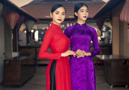 Người đẹp Song Nhi đọ sắc cùng Á hậu Phạm Thanh Xuân trong tà áo dài của nhà thiết kế Hải Việt