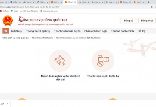 Thanh toán trực tuyến nghĩa vụ tài chính thủ tục đất đai - Nhiều tiện ích