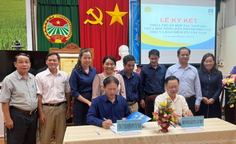 Hội Nông dân thành phố ký thỏa thuận hợp tác với Bảo hiểm PVI Tây Nam và Chi nhánh Bưu chính Viettel Cần Thơ
