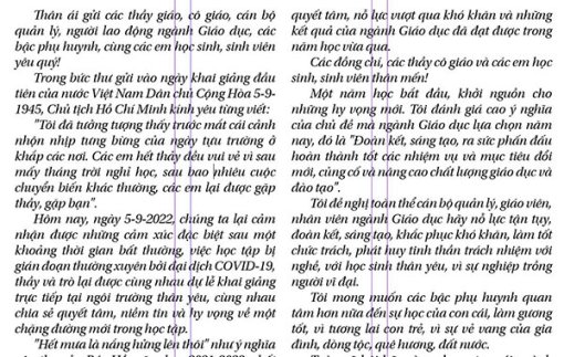 Thư của Chủ tịch nước Nguyễn Xuân Phúc gửi ngành Giáo dục nhân dịp khai giảng năm học 2022-2023