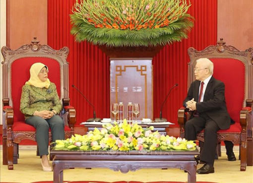 Tổng Bí thư Nguyễn Phú Trọng tiếp Tổng thống Singapore