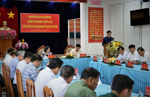 Đoàn kiểm tra của Bộ Chính trị kiểm tra thực hiện nghị quyết tại Cà Mau