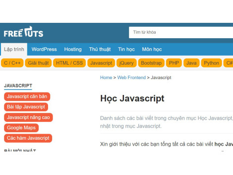 Chuyên đề tự học Javascript miễn phí tại freetuts.net đáng để quan tâm