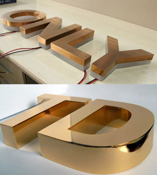 Quảng cáo Việt chuyên chữ inox mạ đồng mặt mica cao cấp