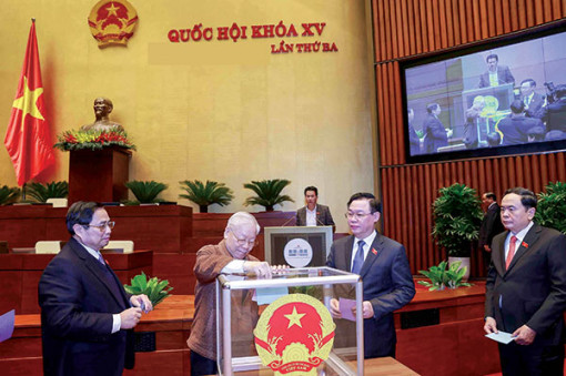 Quốc hội thông qua Nghị quyết miễn nhiệm chức vụ Chủ tịch nước, cho thôi nhiệm vụ đại biểu Quốc hội đối với ông Nguyễn Xuân Phúc