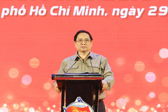 Thủ tướng Phạm Minh Chính dự lễ phát lệnh làm hàng đầu xuân tại Cảng Tân Cảng - Cát Lái