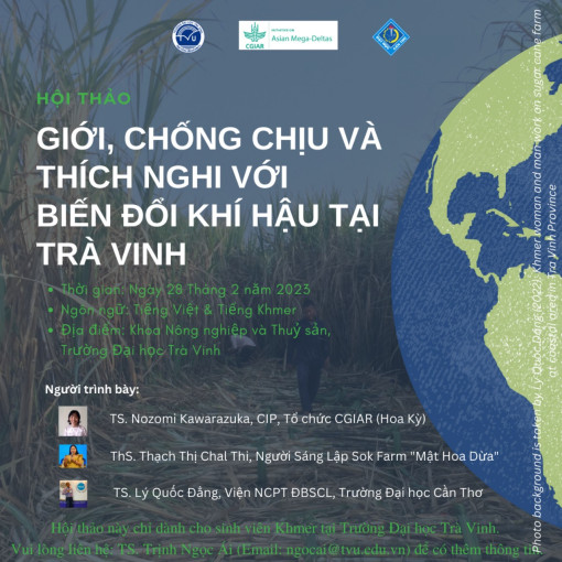 Trường ĐH Trà Vinh tổ chức hội thảo “Giới, chống chịu và thích nghi khí hậu”