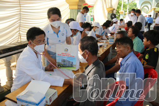 Đoàn bác sĩ TP Cần Thơ khám bệnh, tặng quà tại quận Rưs Sây Keo, Thủ đô Phnom Penh, Vương quốc Campuchia