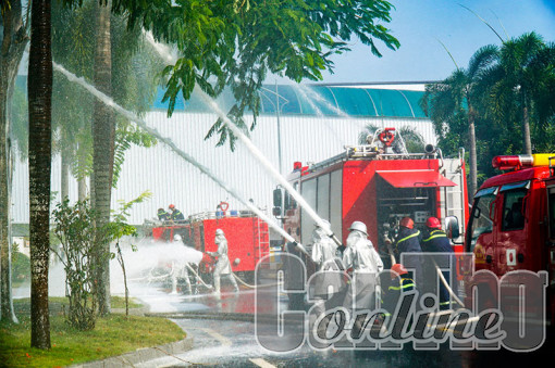 Thực tập phương án chữa cháy tại Nhà máy xử lý rác thải sinh hoạt phát điện Cần Thơ