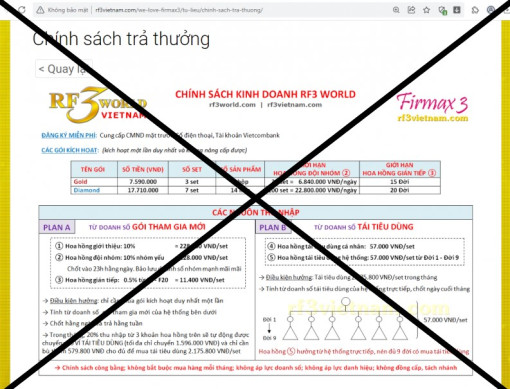 RF3WORLD là hoạt động đa cấp trái phép