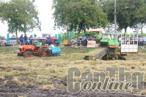 Trình diễn đồng ruộng về công nghệ thu gom, xử lý và sử dụng rơm rạ bền vững