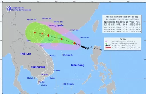 Dự báo khoảng chiều và đêm 18-7, bão số 1 ảnh hưởng đến đất liền Việt Nam