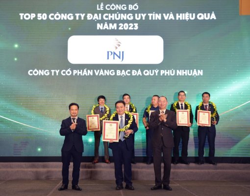 PNJ được vinh danh trong top 50 công ty đại chúng uy tín và hiệu quả 2023
