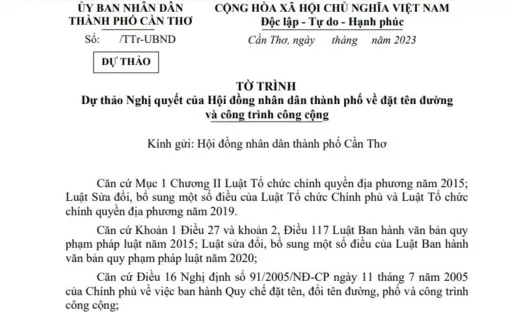 Lấy ý kiến về việc đặt tên đường và công trình công cộng trên địa bàn TP Cần Thơ