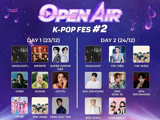 Nhiều ca sĩ thần tượng Hàn Quốc góp mặt trong “K-Pop Open Air #2”