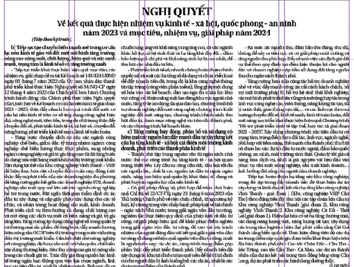Nghị quyết</br>Về kết quả thực hiện nhiệm vụ kinh tế - xã hội, quốc phòng - an ninh năm 2023 và mục tiêu, nhiệm vụ, giải pháp năm 2024