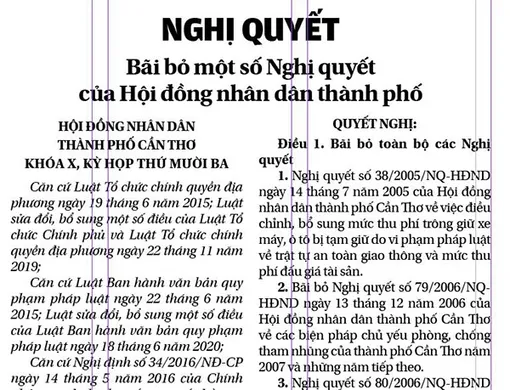 NGHỊ QUYẾT <br> Bãi bỏ một số Nghị quyết của Hội đồng nhân dân thành phố