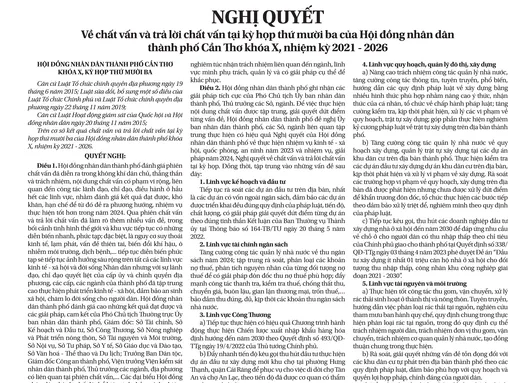 NGHỊ QUYẾT<br>Về chất vấn và trả lời chất vấn tại kỳ họp thứ mười ba của Hội đồng nhân dân thành phố Cần Thơ khóa X, nhiệm kỳ 2021 - 2026