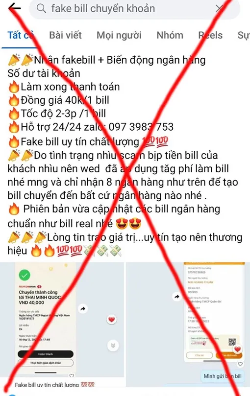 Cẩn trọng với biên lai chuyển khoản