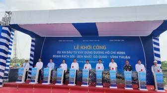 Khởi công xây dựng đường Hồ Chí Minh đoạn Rạch Sỏi - Bến Nhất, Gò Quao - Vĩnh Thuận