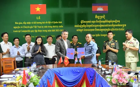 Kiên Giang: Tiếp nhận 10 hài cốt liệt sĩ quân tình nguyện Việt Nam hy sinh trong thời kỳ chiến tranh tại Campuchia