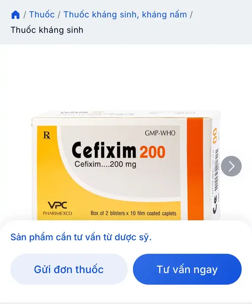 Cảnh báo kháng sinh Cefixime 200 giả
