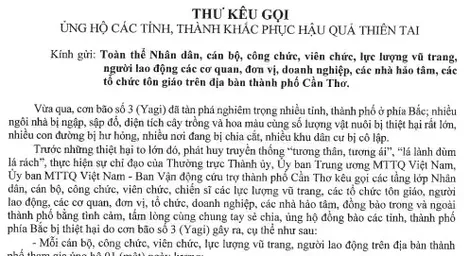 Kêu gọi ủng hộ các tỉnh, thành phía Bắc khắc phục hậu quả thiên tai