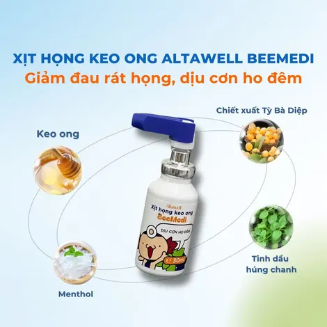 Xịt họng keo ong Altawell BeeMedi - Giải pháp làm giảm cơn ho về đêm