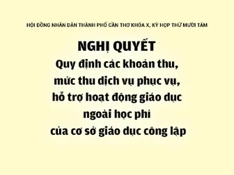 NGHỊ QUYẾT<br>Quy định các khoản thu, mức thu dịch vụ phục vụ, hỗ trợ hoạt động giáo dục ngoài học phí của cơ sở giáo dục công lập