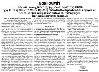 NGHỊ QUYẾT <br> Sửa đổi, bổ sung Ðiều 3 Nghị quyết số 11/2021/NQ-HÐND ngày 08 tháng 12 năm 2021 của Hội đồng nhân dân thành phố ban hành nguyên tắc, tiêu chí và định mức phân bổ dự toán chi thường xuyên ngân sách địa phương năm 2022