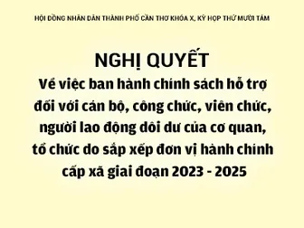 NGHỊ QUYẾT<br>Về việc ban hành chính sách hỗ trợ đối với cán bộ, công chức, viên chức, người lao động dôi dư của cơ quan, tổ chức do sắp xếp đơn vị hành chính cấp xã giai đoạn 2023 - 2025