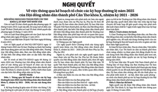 NGHỊ QUYẾT <br> Về việc thông qua kế hoạch tổ chức các kỳ họp thường lệ năm 2025 của Hội đồng nhân dân thành phố Cần Thơ khóa X, nhiệm kỳ 2021 - 2026