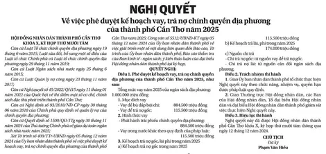 NGHỊ QUYẾT <br> Về việc phê duyệt kế hoạch vay, trả nợ chính quyền địa phương của thành phố Cần Thơ năm 2025