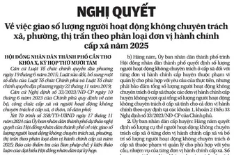 NGHỊ QUYẾT <br> Về việc giao số lượng người hoạt động không chuyên trách xã, phường, thị trấn theo phân loại đơn vị hành chính cấp xã năm 2025