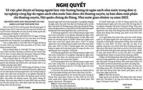 NGHỊ QUYẾT <br> Về việc phê duyệt số lượng người làm việc hưởng lương từ ngân sách nhà nước trong đơn vị sự nghiệp công lập do ngân sách nhà nước bảo đảm chi thường xuyên, tự bảo đảm một phần chi thường xuyên, Hội quần chúng do Ðảng, Nhà nước giao nhiệm vụ năm 2025