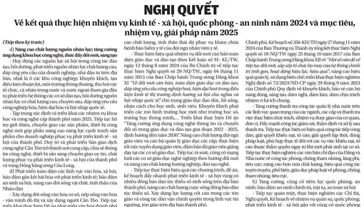 NGHỊ QUYẾT <br>  Về kết quả thực hiện nhiệm vụ kinh tế - xã hội, quốc phòng - an ninh năm 2024 và mục tiêu, nhiệm vụ, giải pháp năm 2025