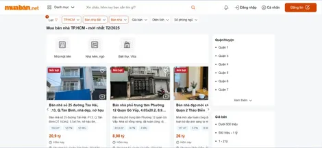 Thị trường mua bán nhà TP.HCM 2025: Muaban.net giúp kết nối nhanh chóng, hiệu quả