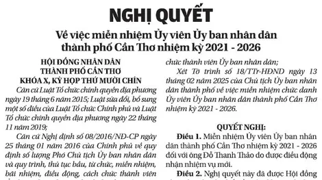 NGHỊ QUYẾT  <br> Về việc miễn nhiệm Ủy viên Ủy ban nhân dân thành phố Cần Thơ nhiệm kỳ 2021 - 2026