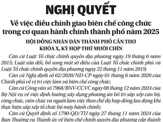 NGHỊ QUYẾT<br>Về việc điều chỉnh giao biên chế công chức trong cơ quan hành chính thành phố năm 2025