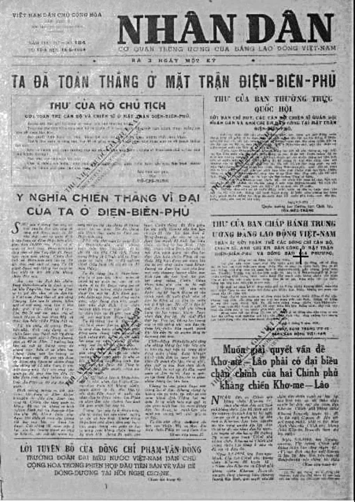 Những trang báo về Chiến thắng Điện Biên Phủ lịch sử