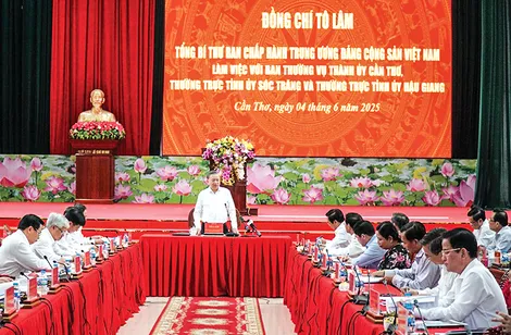 Tổng Bí thư Tô Lâm làm việc với Ban Thường vụ Thành ủy Cần Thơ, Thường trực Tỉnh ủy Hậu Giang và Thường trực Tỉnh ủy Sóc Trăng