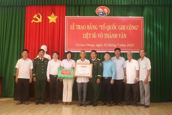 Trao Bằng “Tổ quốc ghi công” liệt sĩ Võ Thành Văn