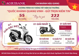 Agribank Chi nhánh Hậu Giang tri ân khách hàng với chương trình "Quốc khánh quang vinh - Gửi trọn niềm tin"