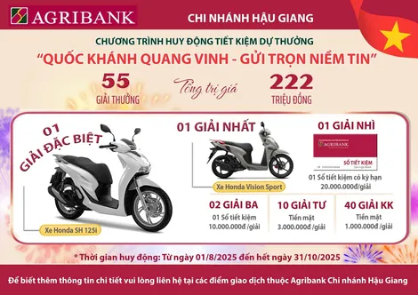 Agribank Chi nhánh Hậu Giang tri ân khách hàng với chương trình "Quốc khánh quang vinh - Gửi trọn niềm tin"