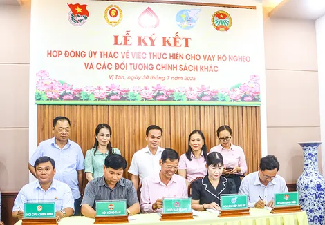 Phòng giao dịch Ngân hàng chính sách xã hội Hậu Giang ký kết hợp đồng ủy thác cho vay với 3 xã, phường