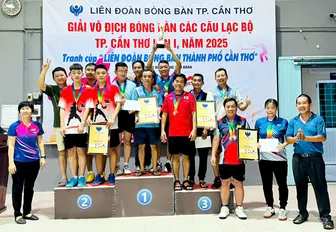 Đội phường Vị Tân vô địch giải bóng bàn các CLB Cần Thơ lần I-2025