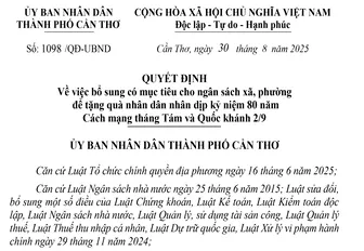Bổ sung trên 409,697 tỉ đồng cho 103 xã, phường để tặng quà nhân dân dịp kỷ niệm 80 năm Cách mạng tháng Tám và Quốc khánh 2-9