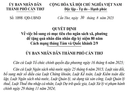 Bổ sung trên 409,697 tỉ đồng cho 103 xã, phường để tặng quà nhân dân dịp kỷ niệm 80 năm Cách mạng tháng Tám và Quốc khánh 2-9