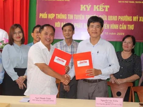 Báo và Phát thanh, Truyền hình Cần Thơ ký kết hợp đồng tuyên truyền với phường Mỹ Xuyên