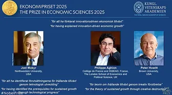 Nobel Kinh tế 2025 gọi tên 3 nhà khoa học giải thích tăng trưởng kinh tế nhờ đổi mới sáng tạo
